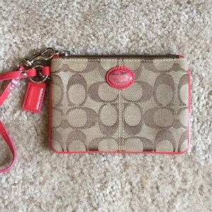 Coach Wristlet Tan with Pink